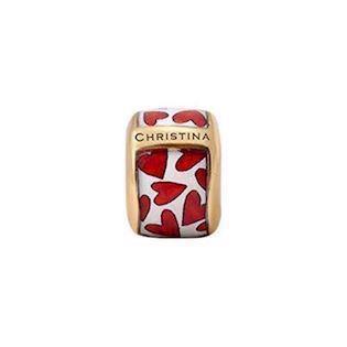 Christina Hearts White charm – forgyldt sølv, 6 mm til Classic læderarmbånd